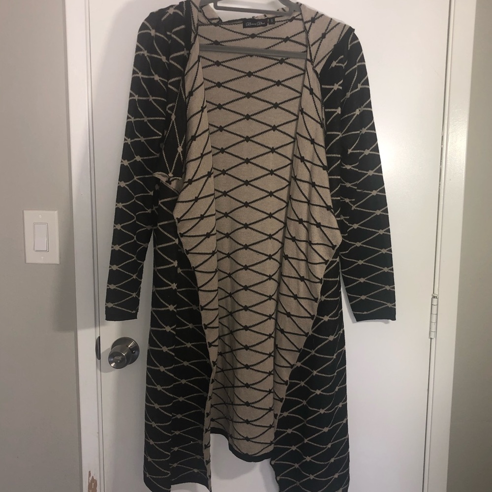 Asymmetrical Black and Tan duster